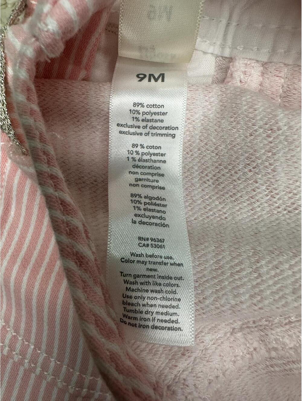 baby B'gosh classic pink/white striped cotton-blend overalls Size 9M - Picture 8 of 8